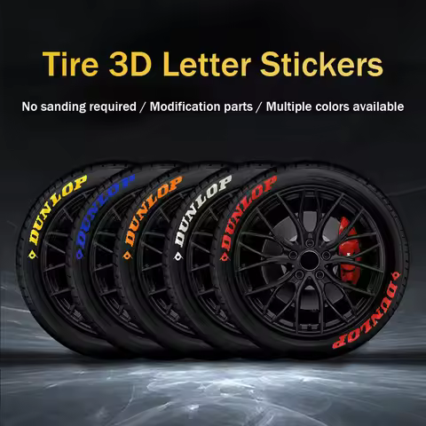 DUNLOP Letter Stickers 3D Dunlop Tire Letter Stickers Car & Motorcycle Wheel Tire Decals Personalize