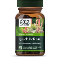 Gaia Herbs Quick Defense, Vegan Liquid Capsules, 20 Count - Fast-Acting Immune Support, Echinacea, Ginger Root, Sambucus Black Elderberry