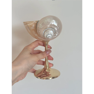 ◐ABSOLUTE◐ Handmade Sea Shell Champagne Glass European Retro Design with Metal Stem Wabi-Sabi Decor