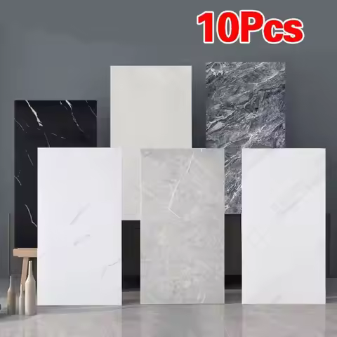 10x Self-adhesive Marble Tiles Sticker Waterproof 30cmx60cm Tiles Floor Stickers PVC Tile Kitchen Ba