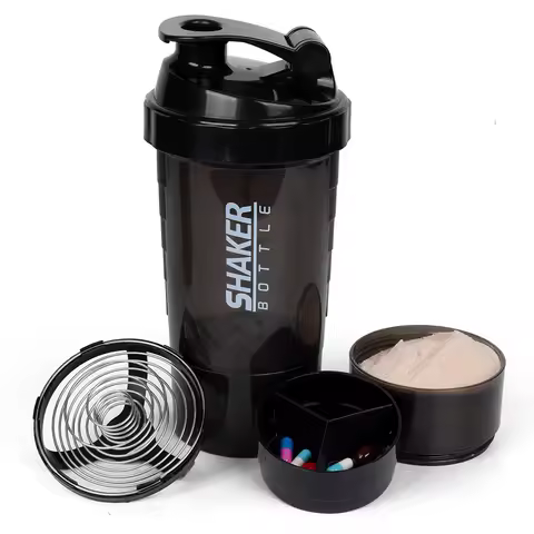 3 Layers Shaker Protein Bottle Powder Shake Cup Water Bottle Plastic Mixing Cup Body Building Exerci