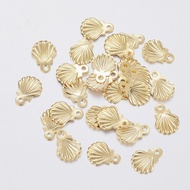 100pc 304 Stainless Steel Charms Shell Real 18K Gold Plated 7.5x5.5x0.8mm Hole: 0.8mm