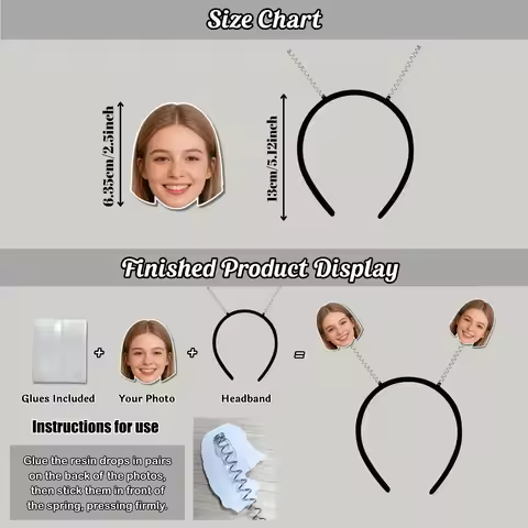 Custom Photo Funny Face Headband, Personalized Head Bopper Decorations for Party, Festival & Holiday