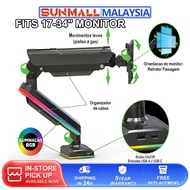 Monitor Arm 17 to 34 Inch Screen RGB-Light Gas Spring Adjustable Monitor Bracket