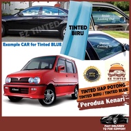Perodua KENARI_TINTED CROMAX BIRU/Blue Tinted/ Tinted Kereta /Car Window Film/2PLY UV Film_Siap Potong/Car Tinted/Precut