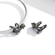 GNOCE Lazy Black Cat Charm 925 Sterling Silver for Bracelet Gift