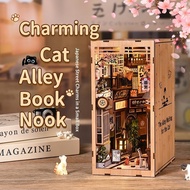 DIY Book Nook 3D Wooden Miniature Dollhouse Japanese Cat Alley | Book Nook Kayu DIY Jepun LED
