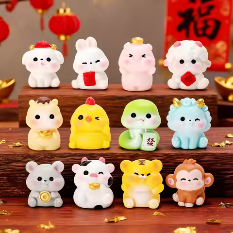 Creative Chinese Zodiac Dolls Cute DIY Desktop Mini Ornaments Zodiac Sign Figurines Decorative Acces