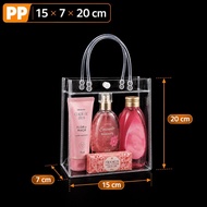 Premium 45Pcs 15x20x7cm Clear PVC Gift Bags with Handles | Reusable Plastic Tote Bags for Juneteenth
