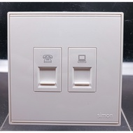 SIMON E6 WHITE TELEPHONE OUTLET CAT 6 DATA OUTLET/