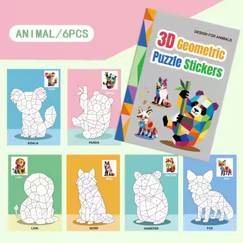 3D Geometric Puzzle Sticker DIY Digital Matching Animal Series Fun Puzzle Handmade Creative Puzzle G