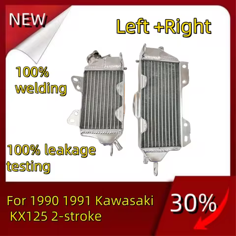 NEW HOT Left+Right all Aluminum Radiator Cooler For 1990 1991 Kawasaki KX125 2-stroke KX 125 Cooling