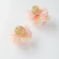 超. 立體紗裙耳環 黃粉漸層
