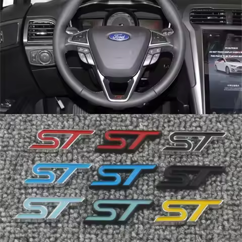 3D Metal ST RS Emblem Car Steering Wheel Badge Sticker Decals for Ford Focus X 2 3 4 Fiesta Kuga Esc