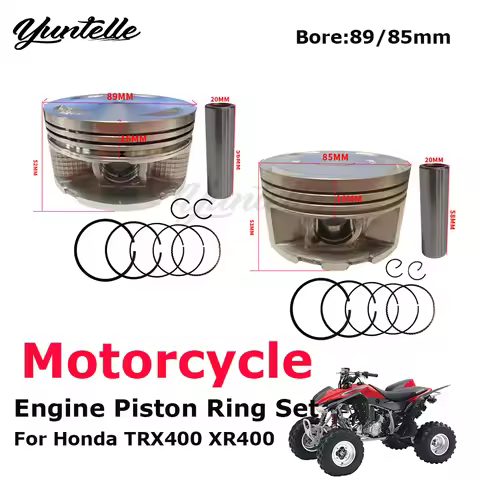 Bore 89mm 85mm Motorcycle Engine Piston Rings Set For Honda TRX400 Sportrax 400 TRX400EX TRX400X 199