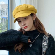 Beret cap woman Newsboy Hat Female Octagonal Hat Japanese Beret Ladies Painter Hat Beret Yellow All-