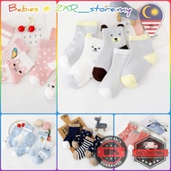 🔥🇲🇾🔥 5 Pairs Cute Baby Socks Pure Cotton Boys & Girls Newborn Socks Stokin Baby Comel Cute Tube Sock