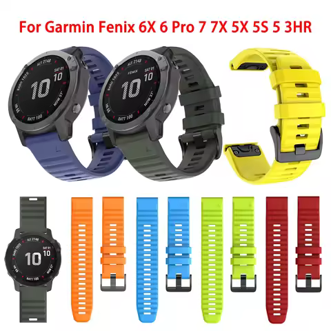 for fenix 6 Pro 7 5 Plus 22 20 26mm Strap Silicone QuickFit for Garmin fenix 6X Pro 7X 5X 6S 7S Fore