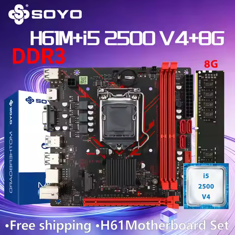 H61M DDR3-AX Motherboard xeon+i5 2500 CPU+8G*1 completo DDR3 Dual Memory InteILGA1155 M.2 SATA2.0 SO