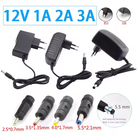 5.5*2.1mm 4.0*1.7mm 3.5*1.35mm 2.5*0.7mm Plug AC / DC Adapter DC 12V 1A 2A 3A AC 100-240V Converter 