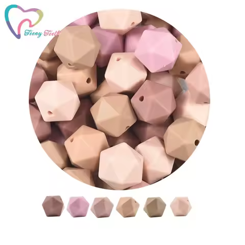 15 PCS MIX 4 Colors 14 MM Icosahedron Beads Food Grade BPA Free Silicone Teething Nursing Necklace P