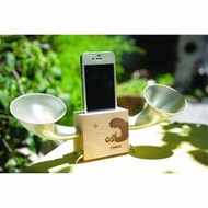 南吼周邊商品!(福利品 功能正常)(iPhone SE 系列以下機種專用)雙聲道立體擴音器 ZIMMA 山毛櫸+閃霧銀