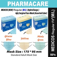 LIMTED TIME OFFER ❤️ MEDICOS (NEW) Regular Fit 175 (M/L) HydroCharge 4ply Surgical Face Mask (Assorted Color)-EARLOOP