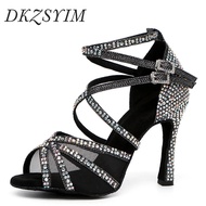 【Bestseller】 Dkzsyim Rhinestone Women Latin Dance Shoes Latin Salsa Girl Dancing Shoes Black Shiny Ballroom Dance Shoes For Girls Ladies