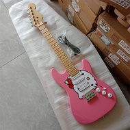 Pink MINI 6 Strings Electric guitar Mahogany Body&Maple Fingerboard Through Body Fixed Bridge Scale 