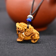 สีเหลืองธรรมชาติ Tiger Eye Stone Flying Apsaras PIXIU จี้ Tiger Eye Stone เสื้อกันหนาวสร้อยคอไม้ Met