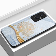 Case For OPPO Reno 7Z 5G 8Z 5G 7 Lite 8 Silver Tree Phone Gold Shockproof Glass Shell