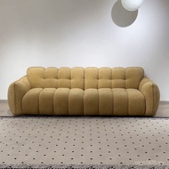 Straight Cream Pumpkin Style Small Apartment Sofa Fabric Backrest Modern Retro Living Room Sofa Simp