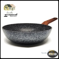 Yoshikawa Frying Deep Wok Pan Ceramic Without Oil 26cm | Marble Pan | Non-stick Frying Pan