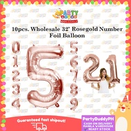 10pcs 32inch Rosegold Number Foil Balloon Birthday Anniversary Foil Balloon PartybuddyPH