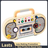 Montessori Wooden Digital Voice Recorder,5 Music Toggle Switchs Toy,Toddler Busy Board with 7 LED Li