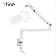 FIFINE Low Profile Podcast Microphone Stand, BM88 Gaming Mic Boom Arm with Desk Mount, Cable Channel