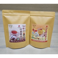 Lucky Health 1 Ziplock Packet Hong Qu Brown Rice Tea & 1 Ziplock Packet Natural Flower Tea - Bundle 