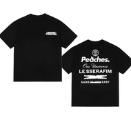 T-Shirt  LE SSERAFIM LSF X Peaches summer T-shirt SAKURA KIM CHAEWON HUH YUNJIN KAZUHA HONG EUNCHAE 