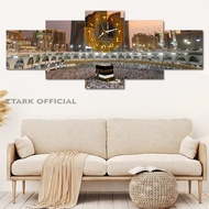 Kaaba Makkah Wall Clock Decoration 100X40 Multipanel | Ztark Official| Islamic Clock for Prayer Room
