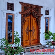 Kusen Pintu Kayu Jati Model Kupu Tarung Desain Ukir Gebyok Jawa Bali