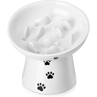 Y YHY Slow Feeder Cat Bowl, Ceramic Cat Slow Feeder Bowl, 6 Inches, Elevated, Anti Vomiting for Dry 