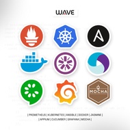 Cutting Sticker Vinyl IT Programming Waterproof - Docker / Grafana / Possible / Appium / Mocha Unit