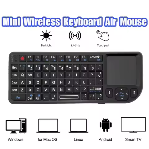 A8 Mini Wireless Keyboard 2.4G RF Backlit Touchpad Russian English Keyboard For MacBook iPad PC Tabl