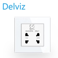 Delviz 115V~240V 86mm*86mm  Glass Panel Hotel Switch Home  Wall Embedded Hotel shaver socket