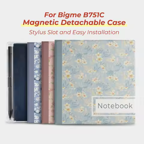 Twosheep Magnetic Detachable Case for Bigme B751C 7 Inch Soft TPU Cover with Pen Slot Auto Sleep Wak