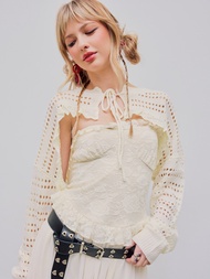 Cider Round Neck Knotted Knitted Cardigan