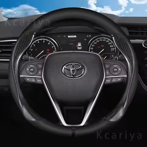 Stylish leather car steering wheel cover for Toyota Crown CHR Yaris Corolla Auris Hilux Celica Verso