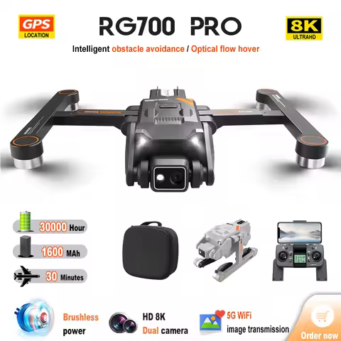 RG700 PRO GPS Drone 8K Dual Camera Brushless Light flow UAV 5G Wifi 360° All-rould Obstacle Avoidanc