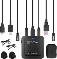 BOYA BY-DM20 Compact Dual-Channel Lavalier Microphone Recording Kit Mono Stereo with iOS Lighnting Andriod USB Type-C USB-A Cable for Smartphone Tablet PC Inteview Online Course Live Stream