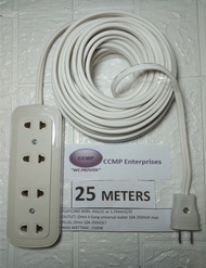 25 meters Heavy Duty Extension Cord wire (4)Four Gang flat cord #16 white wire